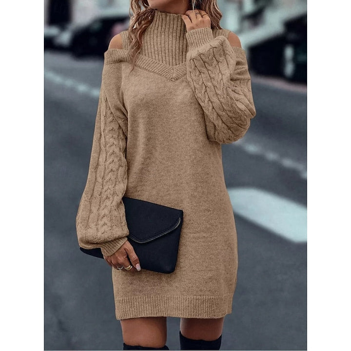 Thessaly turtleneck sweater dress, close-up detail view