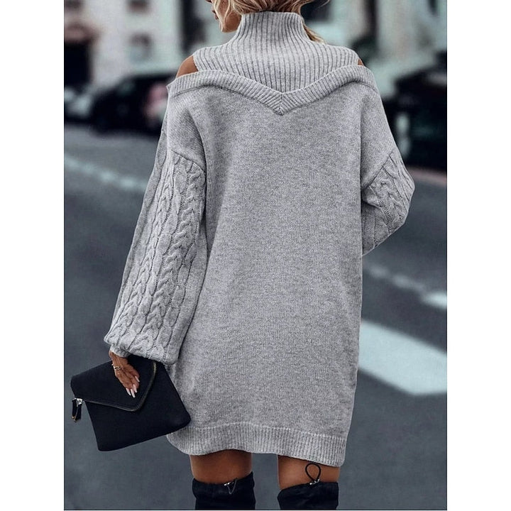Thessaly turtleneck sweater dress, close-up detail view