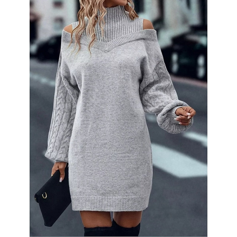 Thessaly turtleneck sweater dress, close-up detail view
