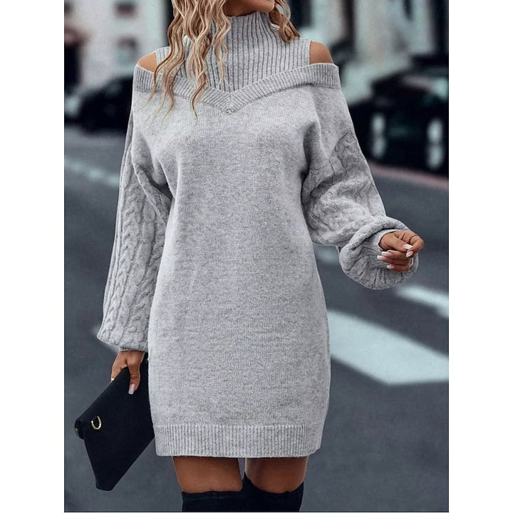 Thessaly turtleneck sweater dress, close-up detail view