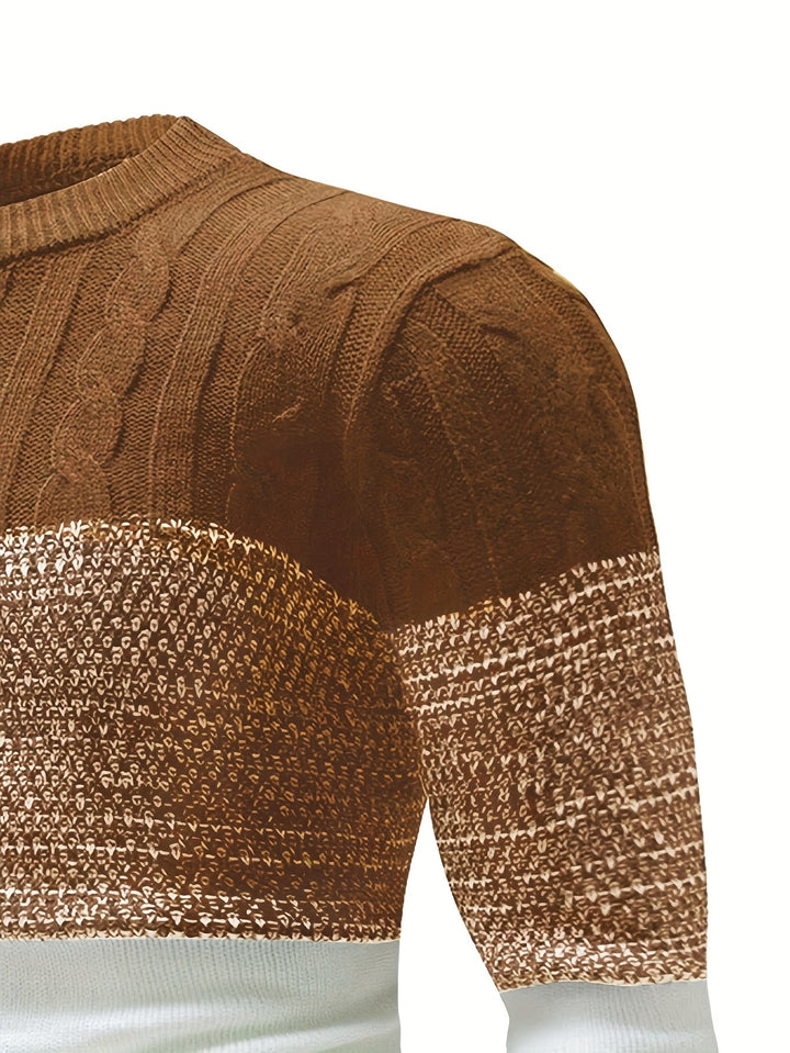 Weston camel sweater, close-up ribbed cuff detail